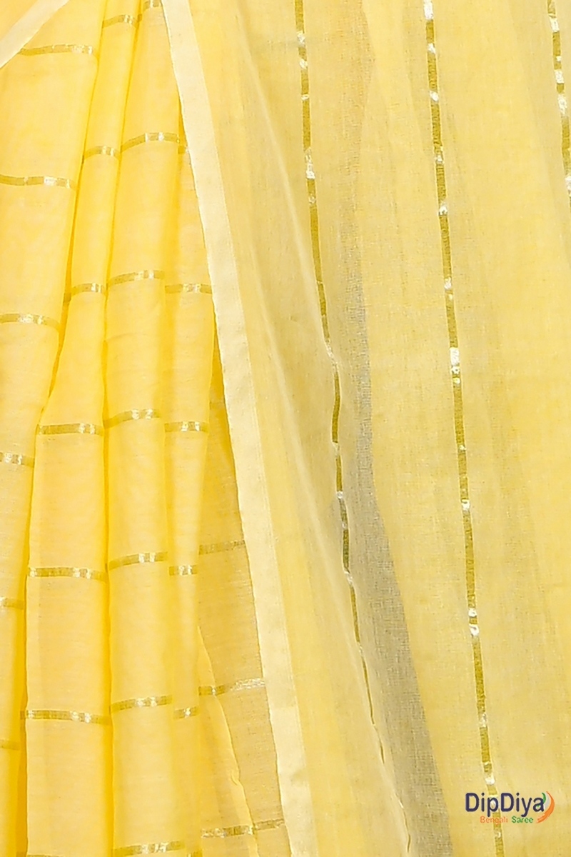 Yellow Mal Cotton Pari Hand Loom Saree (317)